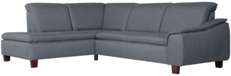 Ecksofa mit Ottomane rechts Katti Bezug Flachgewebe Buche nussbaum dunkel / denim 22915