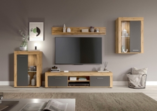 INOSIGN Wohnwand Aosta, 4-tlg, bestehend aus: 2x Vitrine, Lowboard & Wandboard, (4-St), Wohnwand, Kombination, Anbauwand, Möbel Set, Schrankwand, Möbel Kombi