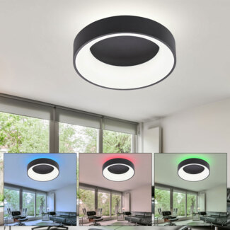 RGB LED Deckenlampe schwarz, dimmbar, Fernbedienung, CAMARON