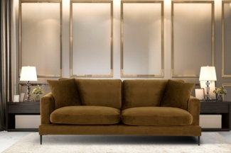 Leonique 3-Sitzer Cozy elegantes Designsofa, Maße B/T/H: 211/97/80 cm, mit losen Kissen und Metallbeinen