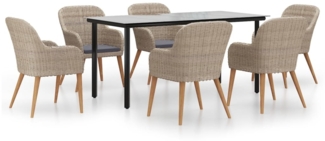 vidaXL 7-tlg. Garten-Essgruppe mit Kissen Braun 3156723