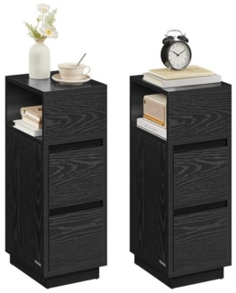 Vasagle 2er Set Nachttisch mit 2 Schubladen, Holz, 65 x 25 x 30 cm, Ebenholzschwarz