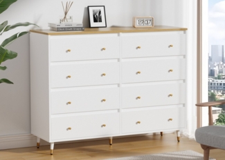 Lexzurn Kommode Kommode mit 3 Schubladen/5 Schubladen/6 Schubladen/8 Schubladen (Modernes Massivholz Sideboard für das Schlafzimmer,Wohnzimmer,Flur und Büro, Schrank,Viele Farbvarianten und Stauraum), Kommode weiß