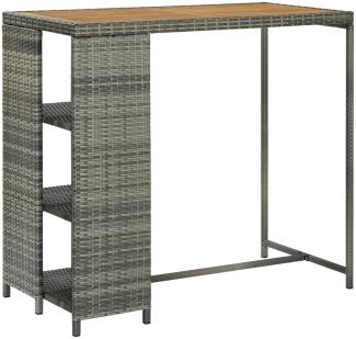 vidaXL Bartisch mit Regal Grau 120 x 60 x 110 cm Poly Rattan [313479]