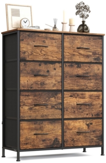 SONGMICS Kommode, Schrank, 8 Stoffschubladen, für Schlafzimmer, Flur, Wohnzimmer, braun-schwarz