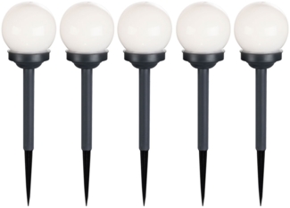 5x LED Solar Kugellampen mit Erdspieß, Durchmesser 10 cm