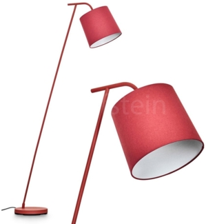 hofstein Stehlampe Stehlampe aus Metall/Stoff in Rot/Weiß, ohne Leuchtmittel, mit rundem Schirm (25 cm) u. Fußschalter, 1 x E27, ohne Leuchtmittel