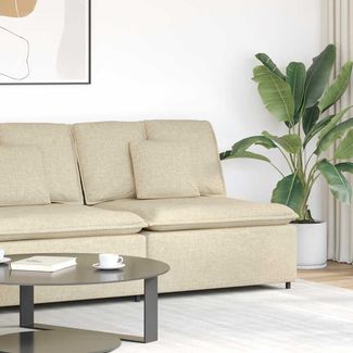 vidaXL Modulares Sofa Mittelmodul mit Kissen Creme 100 cm 4104423