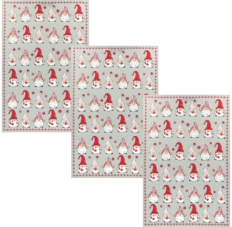 Kracht Geschirrtuch Geschirrtuch "Wichtelreihe" 3er-Pack, Baumwolle Motiv