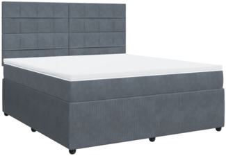 vidaXL Boxspringbett mit Matratze Dunkelgrau 180x200 cm Samt 3292407