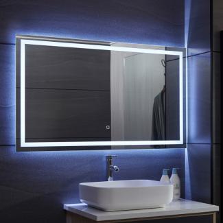 Aquamarin® LED Badspiegel - 120 x 70 cm, Beschlagfrei, Dimmbar, EEK A++, Energiesparend, mit Speicherfunktion - Badezimmerspiegel, LED Spiegel, Lichtspiegel, Wandspiegel für Bad