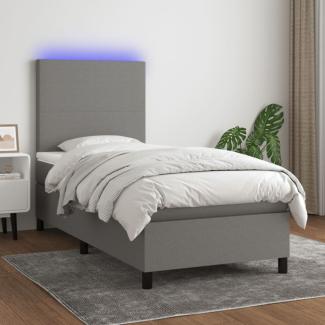 vidaXL Boxspringbett mit Matratze & LED Dunkelgrau 80x200 cm Stoff 3134670