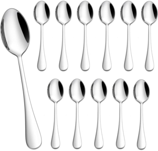 Homikit Kaffeelöffel 12er Set Edelstahl Teelöffel 13,5cm Runde Griffe Glänzend