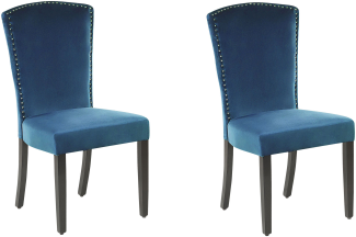 Esszimmerstuhl Samtstoff blau 2er Set PISECO