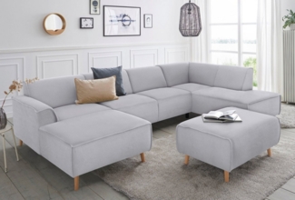 andas Wohnlandschaft Janek Scandic Design, elegant und zeitlos U-Form, mit Federkern und Keder in scandinavischem Design