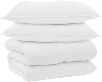 vidaXL Winterbettdecke mit Kissen 3 pcs Weiß Mikrofaser 3377838