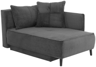 Jockenhöfer Gruppe Schlafsofa REX, Grau, Cordbezug, Bettkasten, Bettfunktion, Federkernpolsterung, B 155 x H 81 x T 95 cm