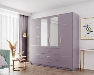 Beautysofa Kleiderschrank Kleiderschrank mit 4 türen BALI D4 Garderobenschrank mit Spiegel