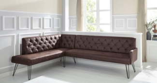 exxpo - sofa fashion Eckbank Doppio, Chesterfield Optik, komfortabel und bequem, hohe Designfüße, Frei im Raum stellbar
