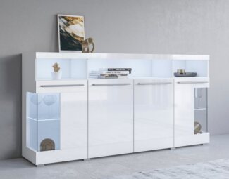 INOSIGN Sideboard India,Breite 182cm, stilvolle Kommode mit Glastüren, Kombikommode viel Stauraum, Einlegeböden verstellbar,ohne Beleuchtung