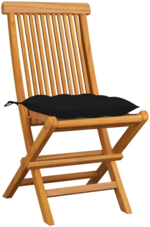 vidaXL Gartenstühle mit Schwarzen Kissen 4 Stk. Massivholz Teak 3062590