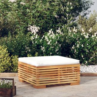 vidaXL Gartenhocker mit Creme Kissen Massivholz Teak