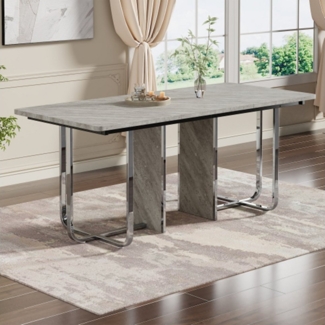 XDeer Esstisch Esstisch, stabiler Esstisch, Metallbeine, großer Esstisch, Esstisch, Esstisch für 6 Personen, L180*B80*H75cm