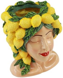 Viana Übertopf Frauenbüste Pflanztopf Zitrone Deko Mediterran 21,5cm