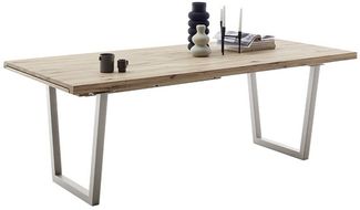 Kulissen-Esstisch >BROOKLYN< in Bianco geölt / Edelstahl - 280x73x100 (BxHxT)