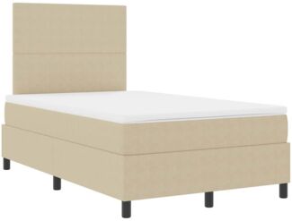 vidaXL LED Boxspringbett Hellgrau und Weiß 120 x 190 cm Cordstoff 3337638