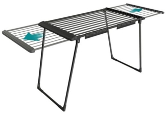 SONGMICS Wäscheständer, Standtrockner, ausziehbare Flügel, Flügelwäscheständer, 22 m Trockenfläche, Flügelwäschetrockner mit Sockenhalter, klappbar, schwarz