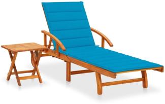 vidaXL Sonnenliege mit Tisch und Auflage Akazie Massivholz 3061621