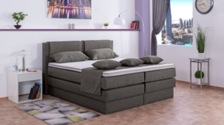 Meisterbetten Boxspringbett Dora 180x220 in W-Grey, Matratzenbezug Nano, Komfortschaum-Topper