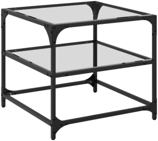 vidaXL Couchtisch mit Glasplatte Transparent 50x50x45 cm Stahl 846006
