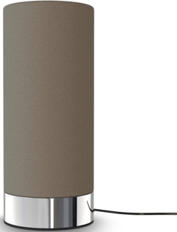 B.K.Licht Tischleuchte Tischlampe Stoff dimmbar E14 Chrom Taupe - BKL1438, ohne Leuchtmittel, Warmweiß / Neutralweiß / Kaltweiß - Abhängig vom Leuchtmittel, Touchfunktion Nachttischlampe Wohnzimmer Schlafzimmer