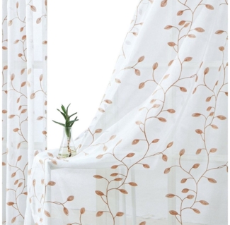 BYSURE Vorhang (2 St), Ösen, transparent, Voile, Boho Blumen Gardinen