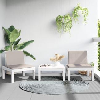 vidaXL 3-tlg. Garten-Lounge-Set mit Kissen Weiß PP 3203732