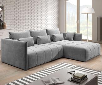 Furnix Ecksofa Bruz Sofa Couch ausziehbar mit Bettkasten Kissen Schlafsofa 12 Farben, Liegefläche 147x232 cm