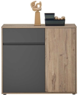 Kommode Nancy / Novara, Holzwerkstoff, Grau, Holzfarben, 94 x 85 x 38 cm