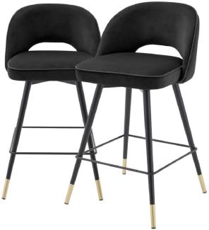 EICHHOLTZ Counter Stool Cliff Set von 2 Stk. Roche Black Velvet