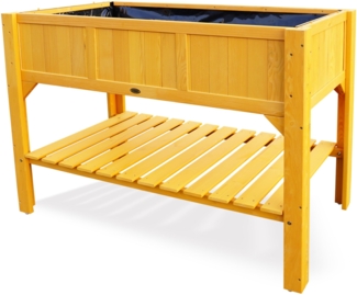 HABAU Hochbeet mit Ablage und Pflanzfolie, für Balkon und Garten, aus Holz, 119 x 57 x 90 cm