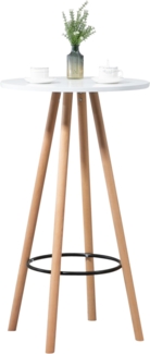 DELUKE® Stehtisch Ø 60cm innen LUMI - Holz, Skandinavisches Design | Bartisch rund Hoher Tisch Bistrotisch Hochtisch, 107x60 cm HxB, Weiß-Beige