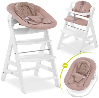 Hauck Hochstuhl Hauck Alpha Plus White Newborn Set Disney (Set), Holz Babystuhl ab Geburt inkl. Aufsatz für Neugeborene & Sitzauflage