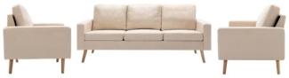 vidaXL 3-tlg. Sofagarnitur Stoff Creme 3056647