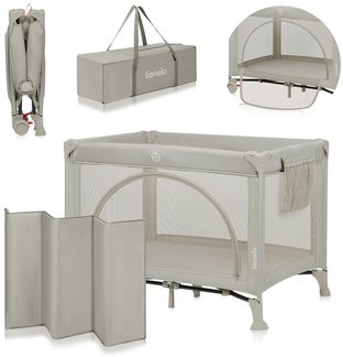 Lionelo Laura 2-in-1 Reisebett bis zu 15 kg Laufgitter von 0 bis 36 Monate Seitlicher Einstieg T25 Schaumstoffmatratze, 2 Höhenstufen, Reisetasche, Räder mit Bremse