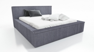 A&J MöbelLand GmbH Polsterbett RIO mit Lattenrost und Bettkasten. (Bett mit Kopfteil. Lattenrost und Bettkasten. Viele Varianten zur Auswahl – wählen Sie Größe und Farbe!, TOP ANGEBOT), Länge: 220 cm Höhe Kopfteil: 100 cm