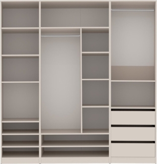 Marmex Möbel TRES SET E offener Mehrzweckschrank-Set, modularer Kleiderschrank mit Kleiderstangen, Einlegeböden für Kleidung, Schuhe, laminierte Spanplatte, graubeige cashmere, 200x206x51 cm