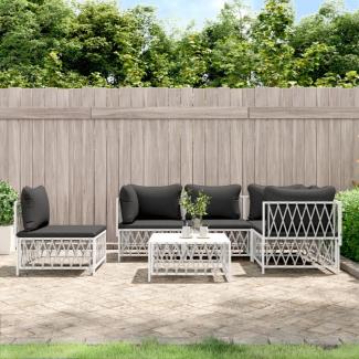 vidaXL 6-tlg. Garten-Lounge-Set mit Kissen Weiß Stahl