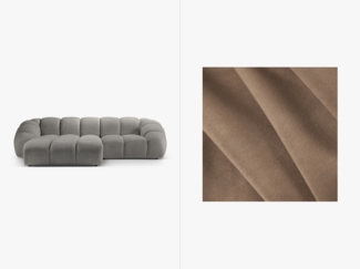 Micadoni Ecksofa Diana 3-Sitzer Links Samtstoff Grau Braun