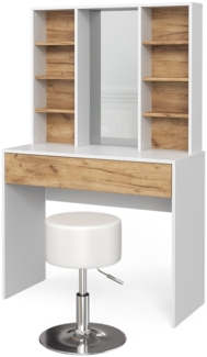Schminktisch Alexa Goldkraft Eiche/Weiß 93 cm mit Hocker Vicco